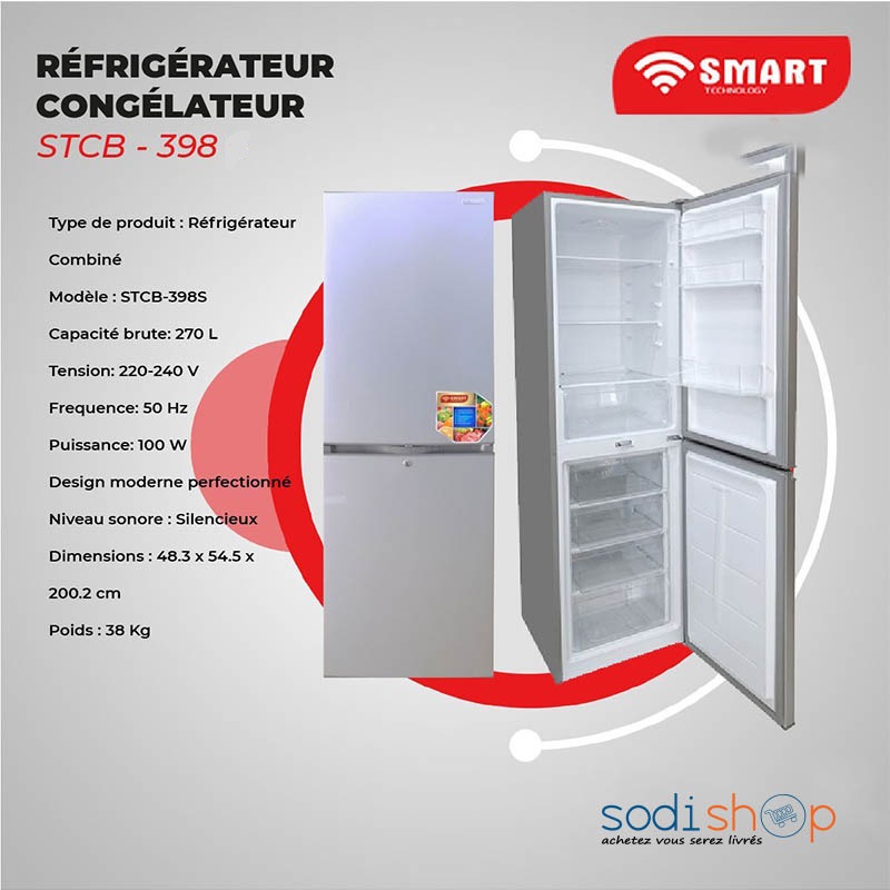 Réfrigérateur Combiné Smart Technology STCB-398H - 270 Litres Intérieur Spacieux ST00158