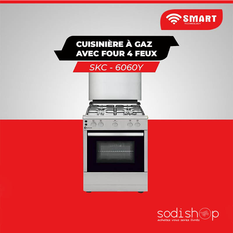 Skyline Cuisinière - Gaz 4 Feux Avec Four - SKC-6060Y - En Inox - ST00158