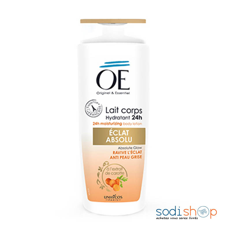 OE Lait Corps Hydratant 24h - Eclat Absolu à l’Extrait de Carotte - Originel & Essentiel 500ml Pour Femme BLD00171