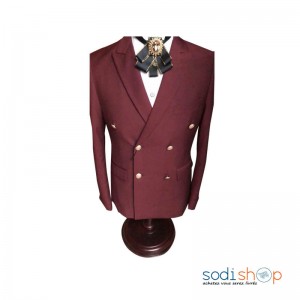 Ensemble Veste -Smoking- Pour Homme Design Chic - Blazer et Pantalon - Couleur Rouge Bordeau - Noir CMU00192