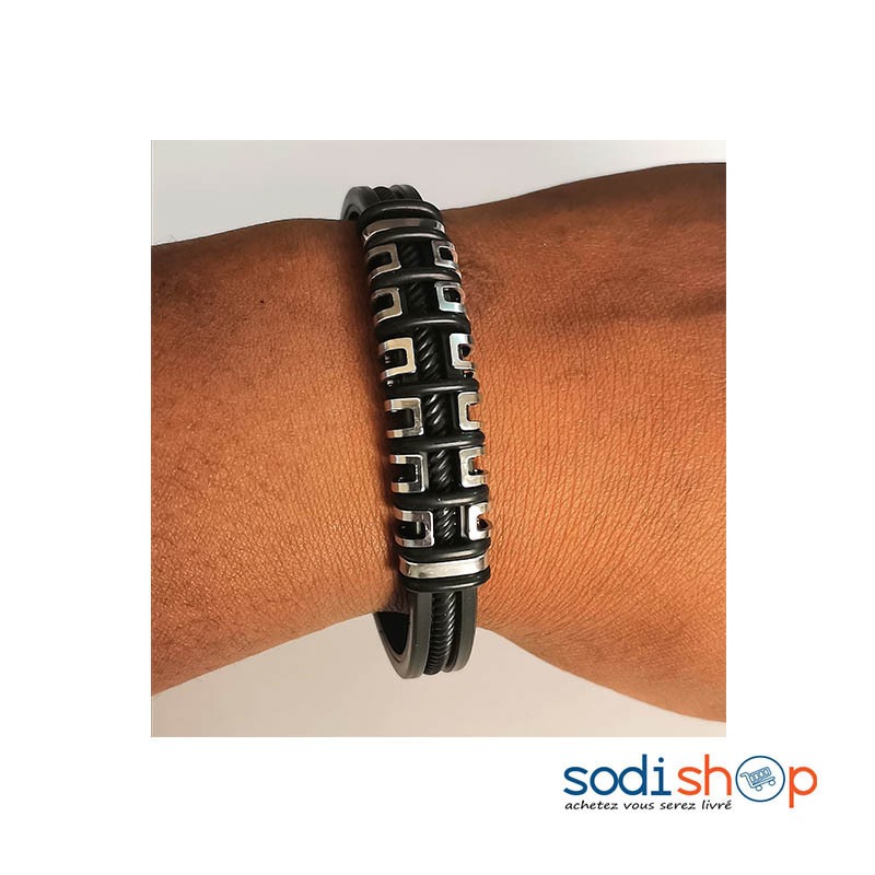 Bracelet Très élégant et Haute Qualité, Très Classe Pour Homme et Femme - Taille Ajustable, Couleur Noir - DIA00169