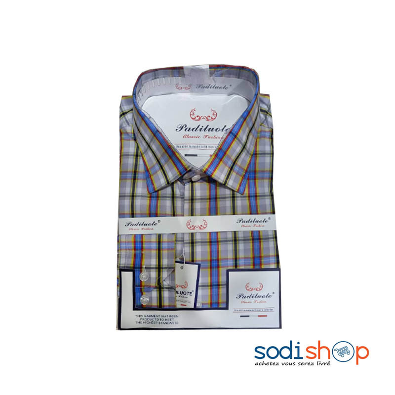 Chemise Avec Imprimé de Carreaux en Coton - Couleur Bleu Blanc CMU00192