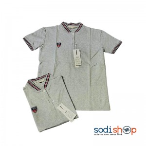 T-Shirt en Coton Couleur Gris - Vêtement Haute Qualité Manches Courtes - OUJ00194