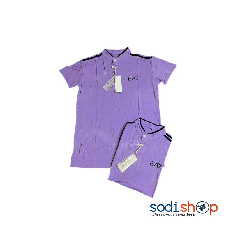 T-Shirt en Coton - Col Mao Manches Courtes Couleur Assortie - OUJ00194