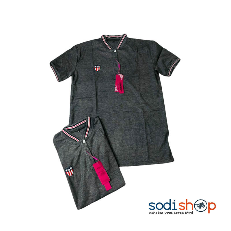 T-Shirt en Coton Couleur Gris - Vêtement Haute Qualité Manches Courtes - OUJ00194 – Image 2