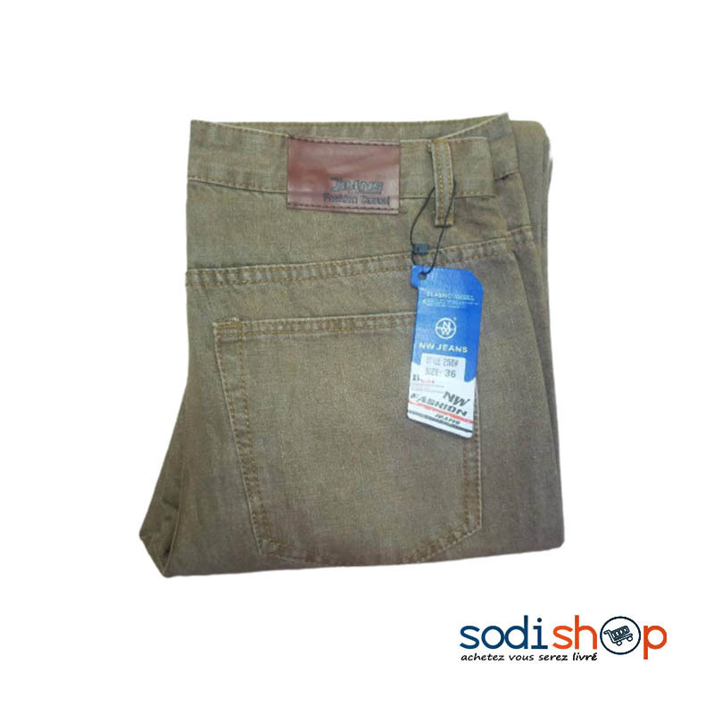Jean Classique Couleur Marron - Haute Qualité Pour Homme - OUJ00194