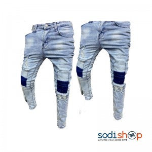 Jeans Slim - Pantalon avec Imprimé - Couleur Bleu Pour Homme - OUJ00194
