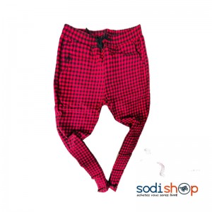 Pantalon Jogging Imprimé de Carreaux Couleur Rouge - Très Chic - OUJ00194