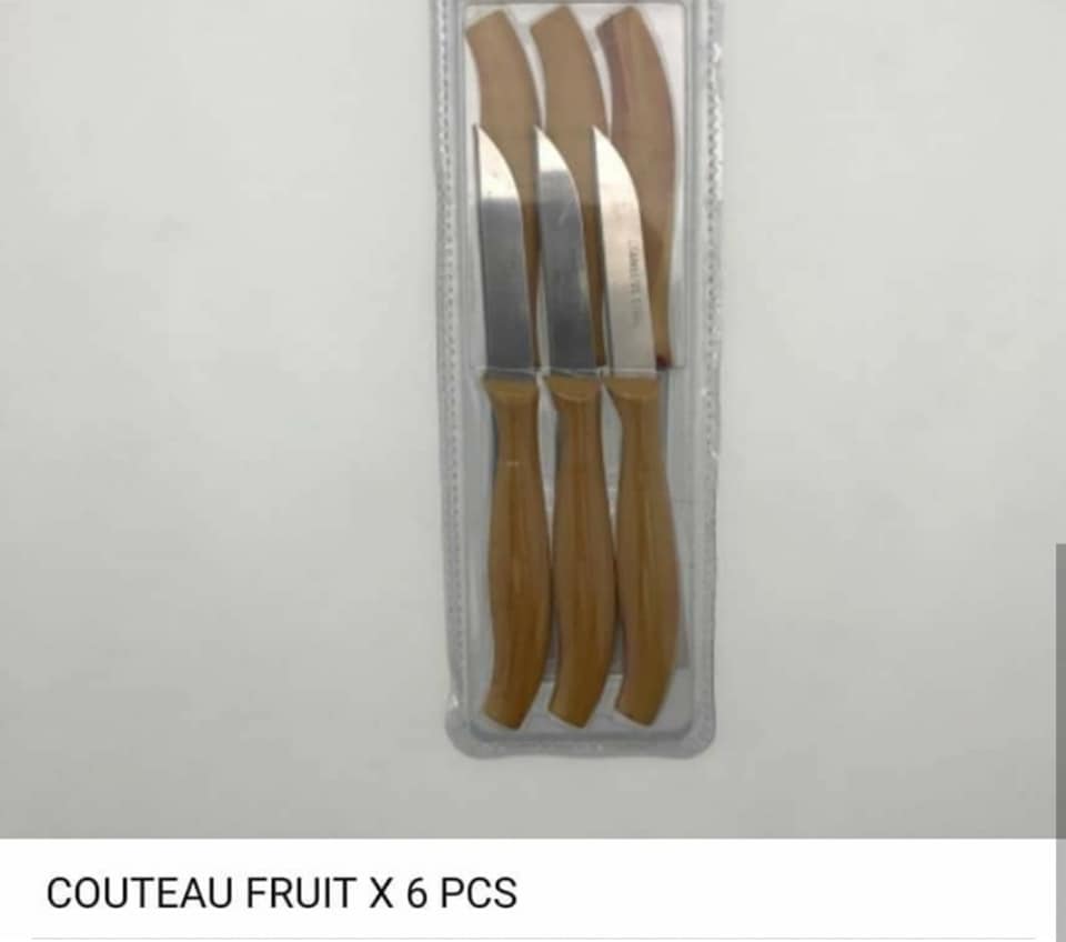 Couteau à Fruits 6 Pièces avec Tranchant Denté, Lame de 11 cm, Lavable au Lave-Vaisselle, Manche en Bois - BZE00199