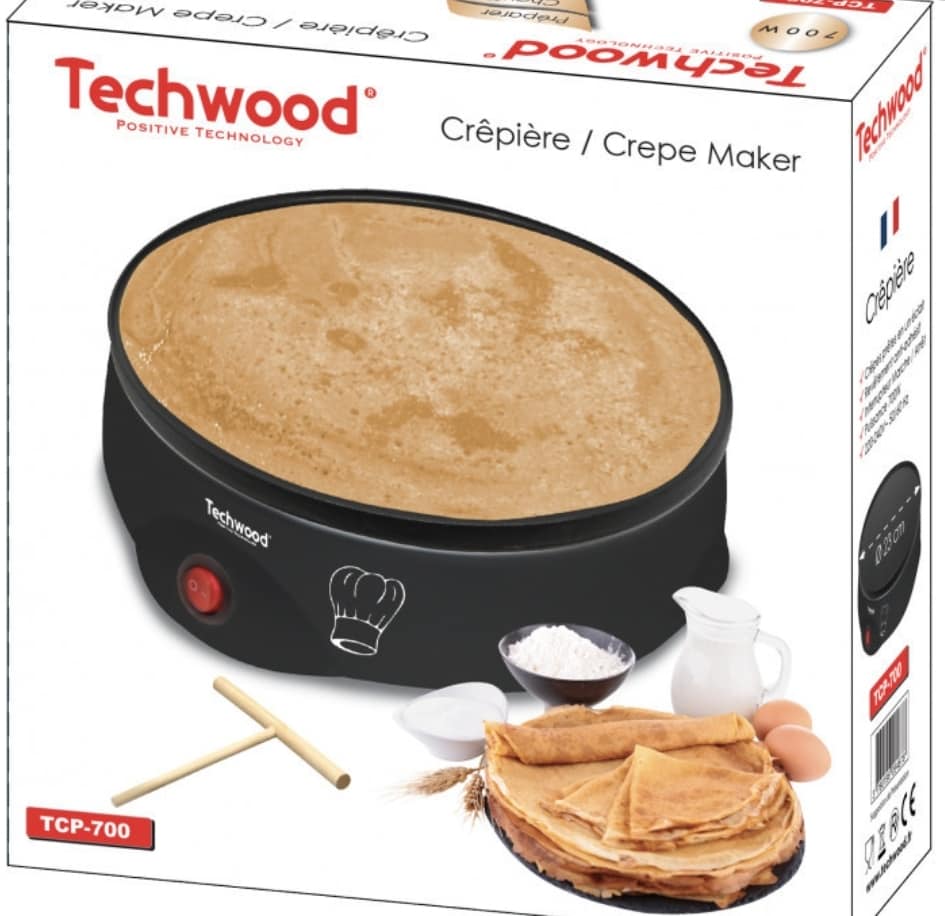 Techwood TCP-700 Crêpière 700 Watts - Machine à Crêpe 25cm BZE00199