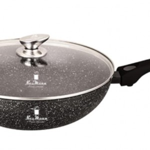 Poêle Anti-adhésive NeuMann 32 cm - Couvercle en Verre et Poignet Amovible BZE00199