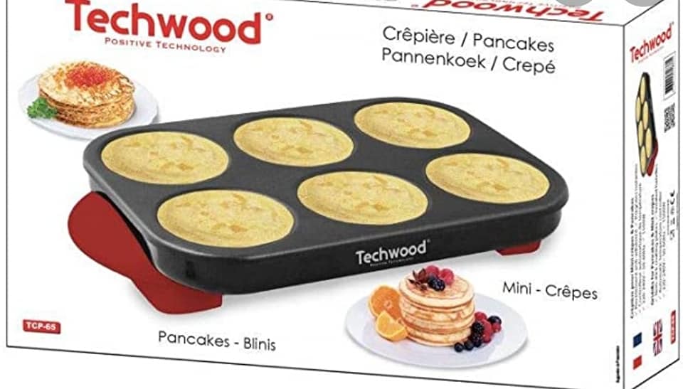 Crêpière et Pancake Techwood TCP-65 - Machine à Mini Crêpe 6 Personnes BZE00199