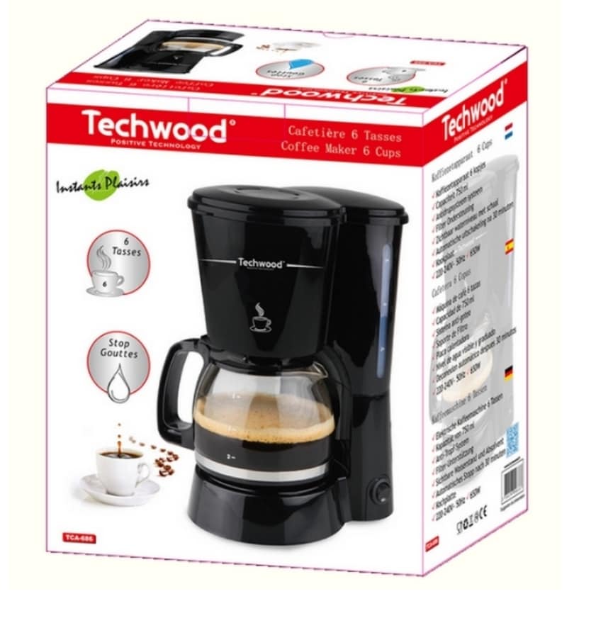 Machine à Café Techwood 6 Tasses TCA-682 - Cafetière Electrique BZE00199