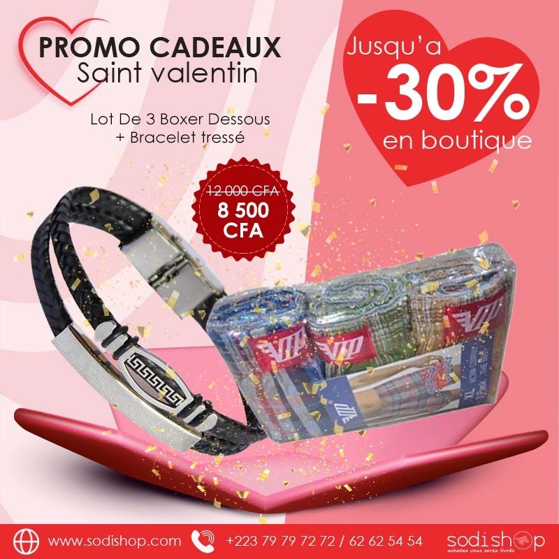 Kit Saint Valentin Cadeaux Pour Lui - Lot de 3 Boxers Dessous+ Bracelet Original au Design unique SODI00