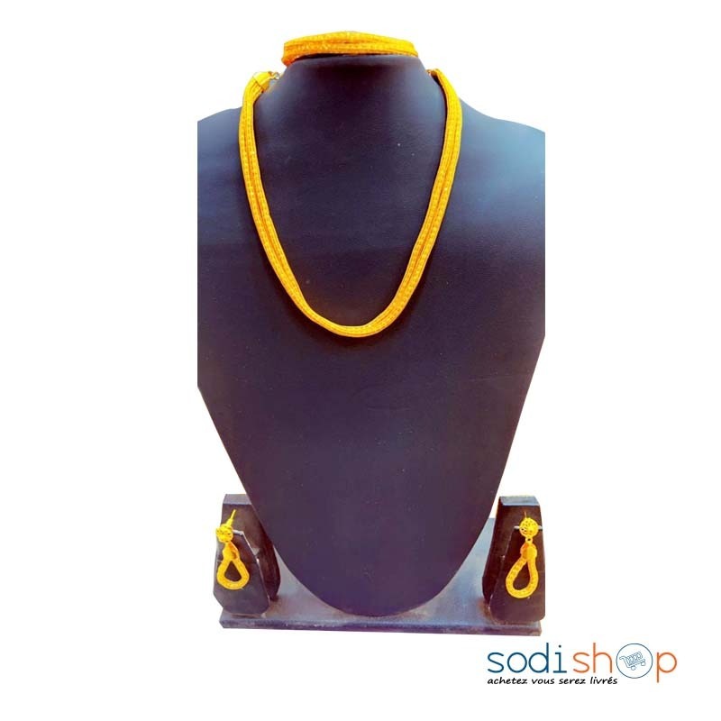 Parure de Luxe Traditionnelle - Collier Raffiné + Boucles d’Oreilles Plaqué Or - PED00202
