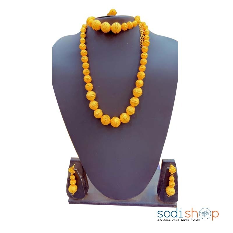 Collier avec Boucles d’Oreilles Plaqué Or - Bijoux de Luxe Pour Femme PED00202