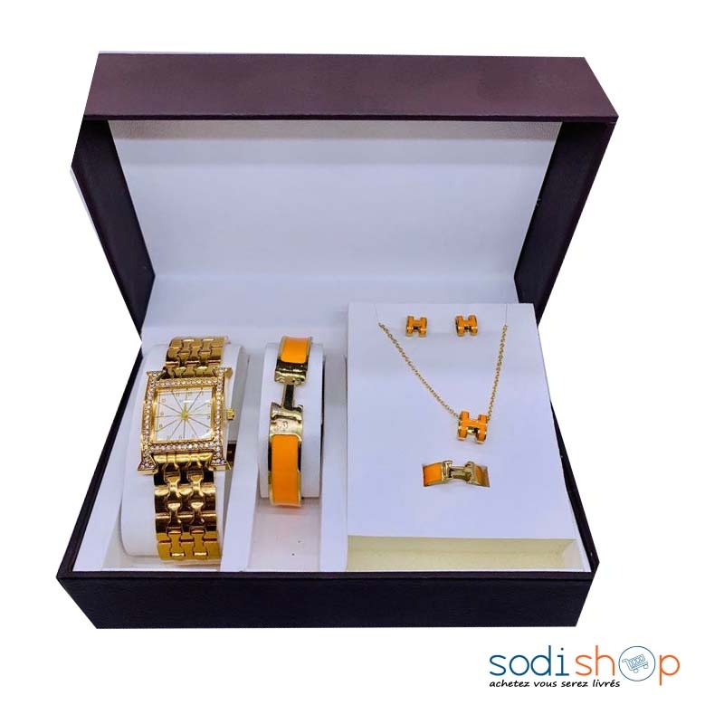 Accessoire de Luxe - Ensemble Collier Montre Boucles- Coffret Cadeau Pour Femme MOH00203