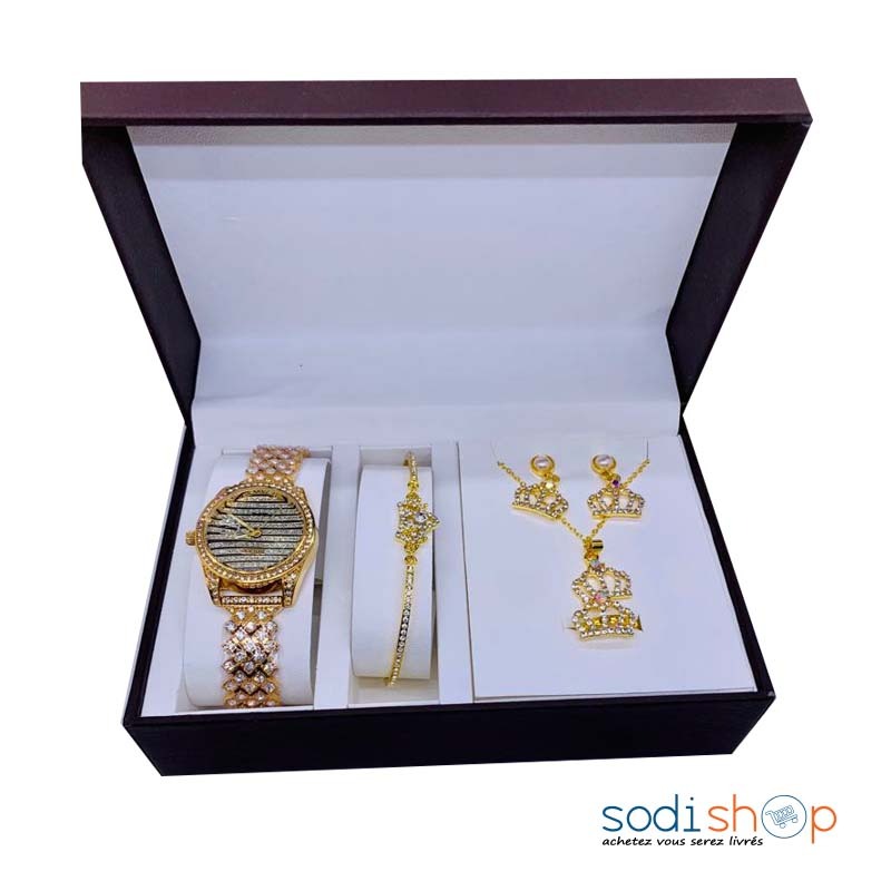 Coffret Cadeau Pour Femme Guess - Montre Bracelet avec Collier et Accessoires de Luxe Argenté MOH00203 – Image 5