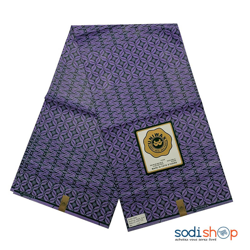Uniwax 100% Coton Joli Imprimé - 3 Pagnes Violet BOC00223