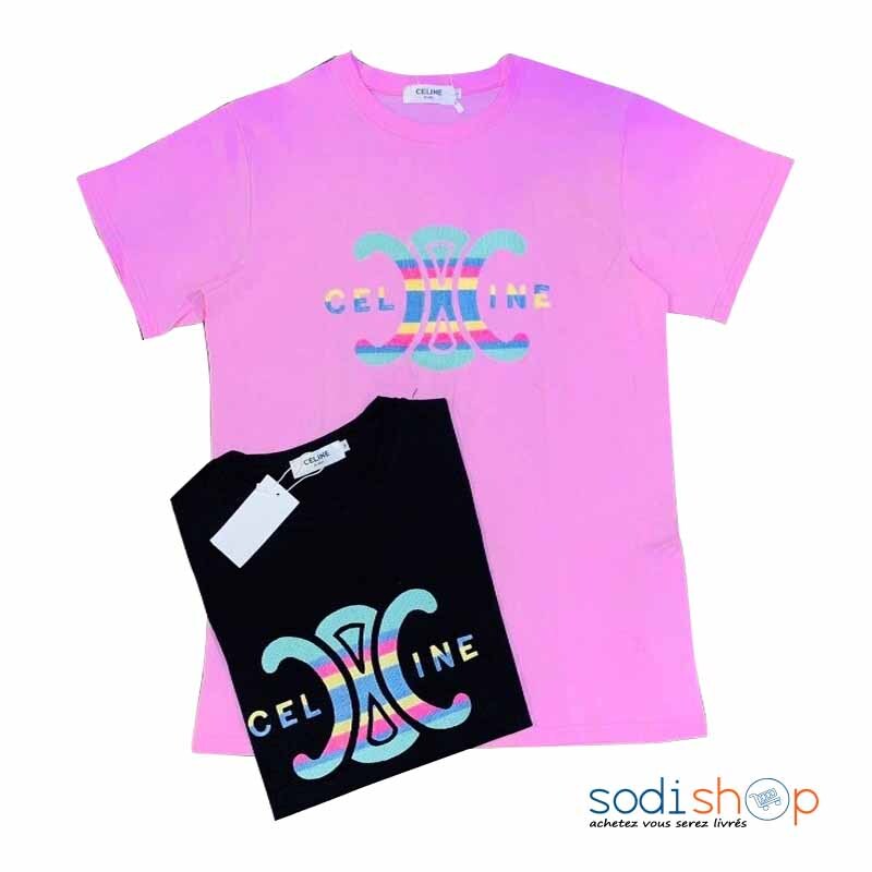 T-Shirt Celine - Vêtement en Coton Manches Courtes Couleur Assortie SEY00201
