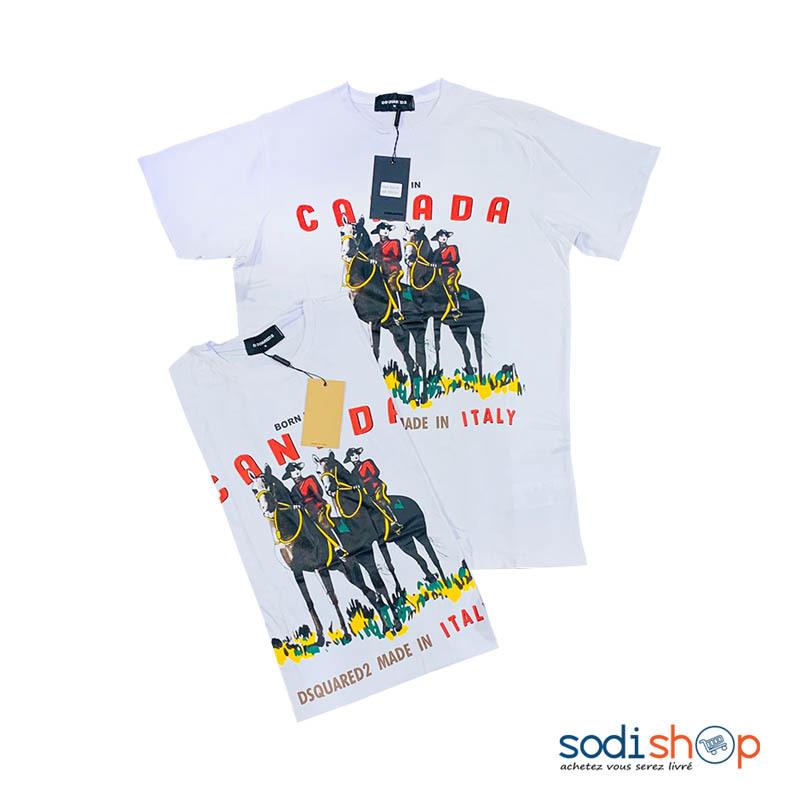 T-Shirt en Coton Dsquared2 Canada - Vêtement Chic Couleur Blanc MOH00203