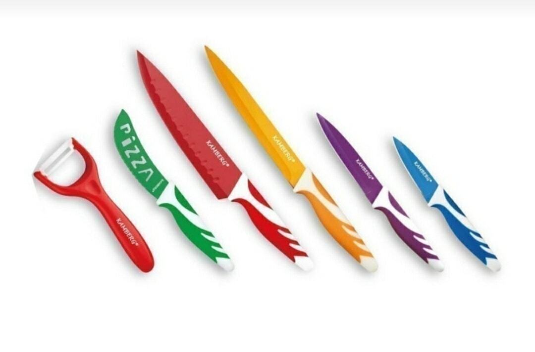Kamberg Ensemble de Couteaux de Cuisine Professionnel - 5 pièces Anti-adhésif + Eplucheur BZE00199