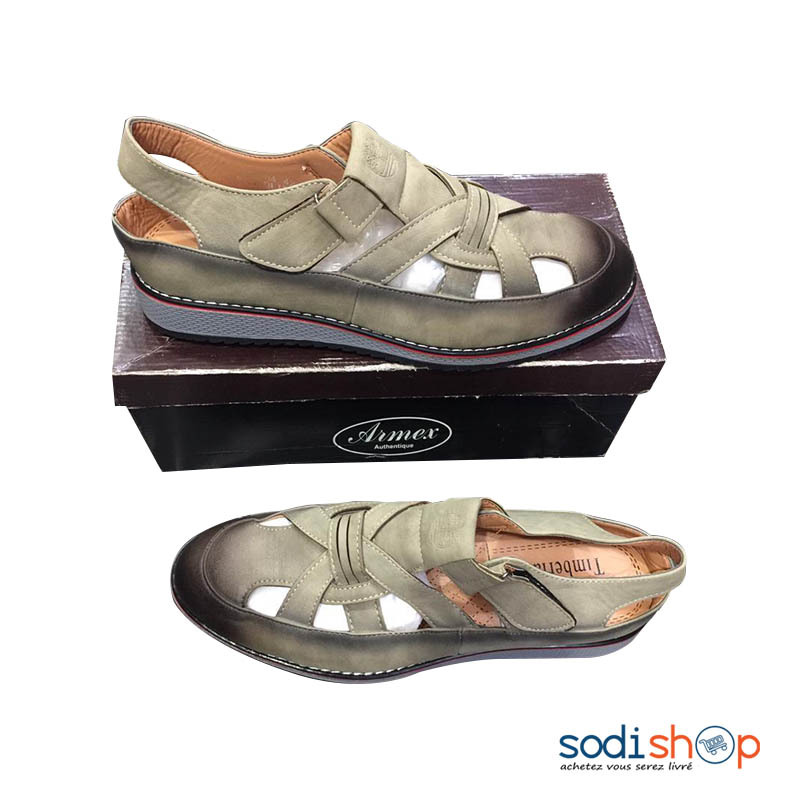 Chaussure Pour Homme Sandale en Cuir Classique Couleur Beige MOH00203 – Image 2