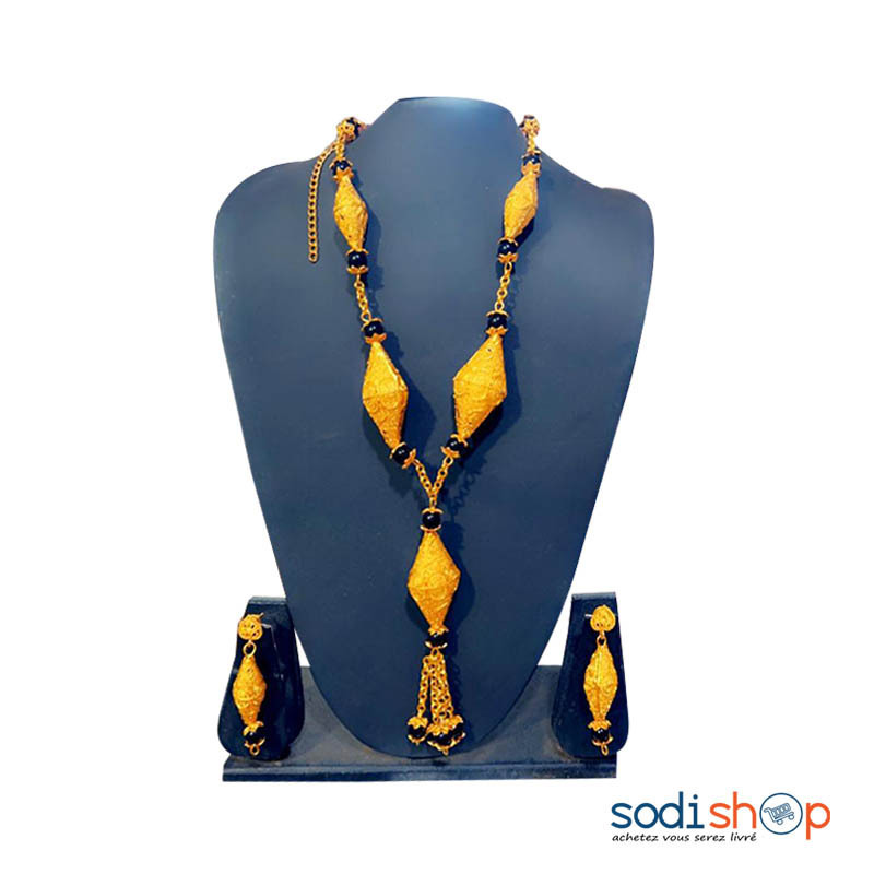 Parure Traditionnelle Pour Femme - Ensemble Collier avec Boucle d'Oreille Bijoux PED00202