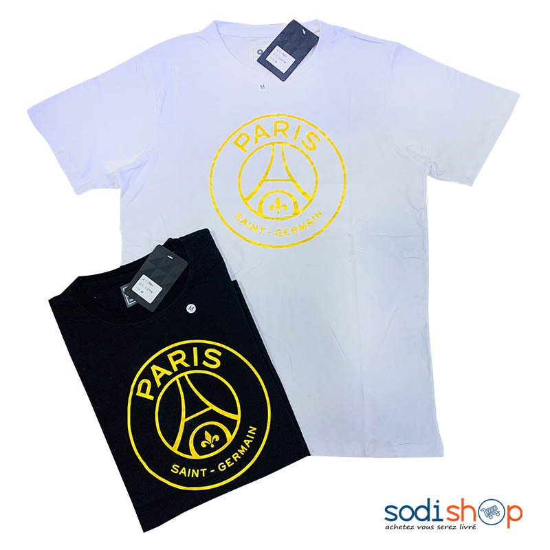 T-Shirt Paris Saint Germain Vêtement en Coton - Couleur Blanc - Noir MOH00203