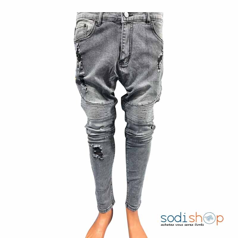 Jean Pour Homme Style Urbain Coupe Slim Couleur Gris MOH00203