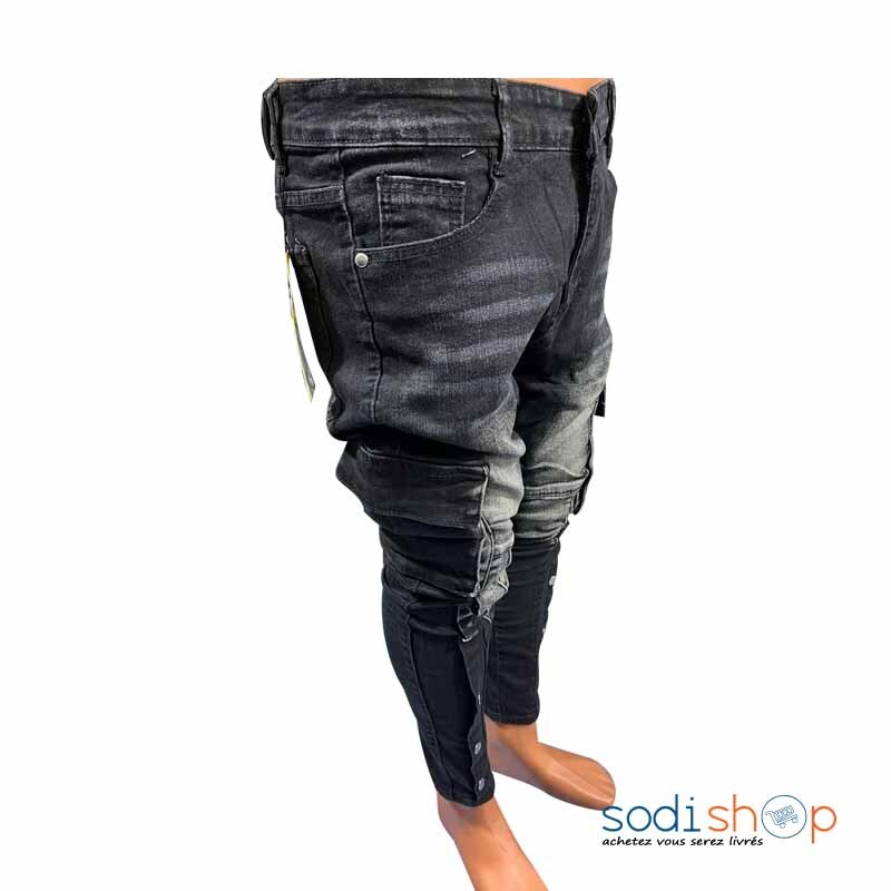 Jean Pour Homme Style Urbain Coupe Slim Couleur Noir MOH00203 – Image 2