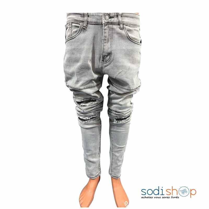 Jean Pour Homme Style Urbain Coupe Slim Couleur Blanc Sale MOH00203 – Image 2