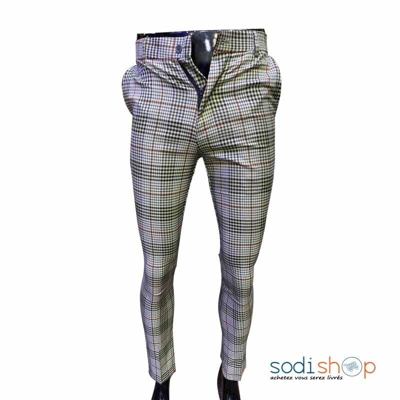 Pantalon Tissu Motif à Carreaux Multicolore - Pour Homme MOH00203