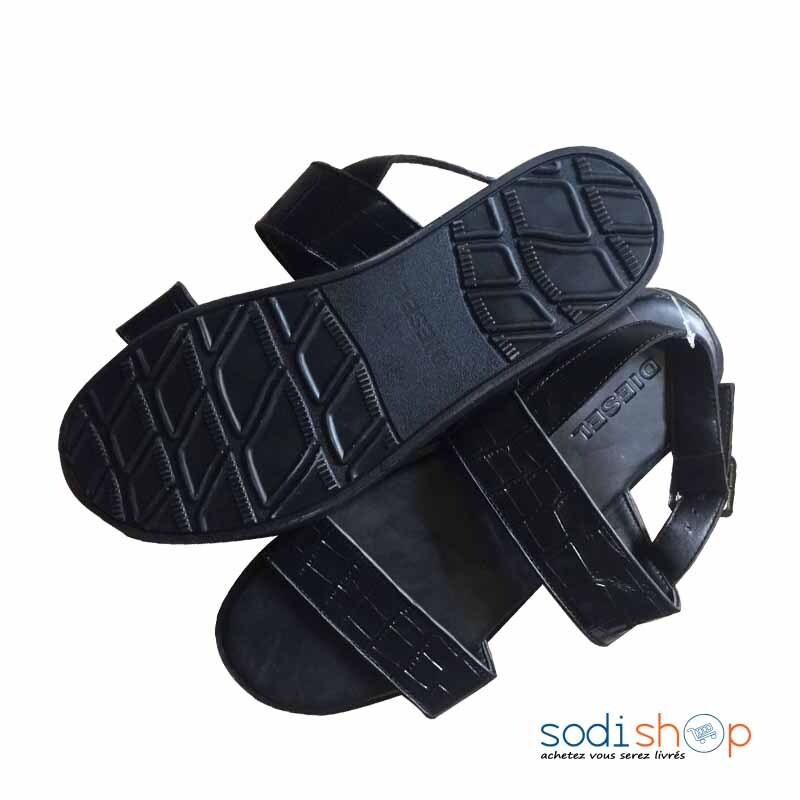 Sandales en Cuir Diesel Chaussures Pour Homme - Couleur Noir MOH00203