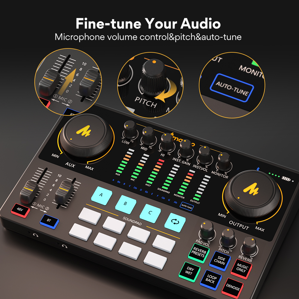 Maono-Wild audio AME2, carte son, tout-en-un, portable, studio de podcast pour statique, streaming en direct, YouTube, PC AI0001 – Image 5