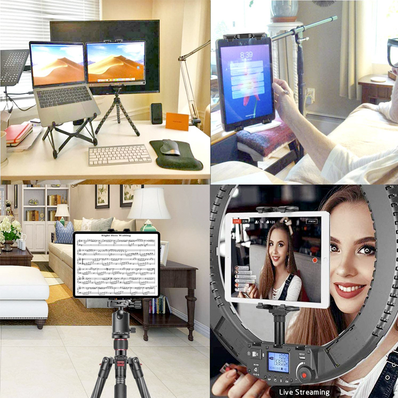 Trépied universel pour tablette et téléphone, support rotatif à 360 °, pince pour iPad Mini Air Pro 12.9 Xiaomi Huawei Pad Vlog pied pour tablette AI0001 – Image 2