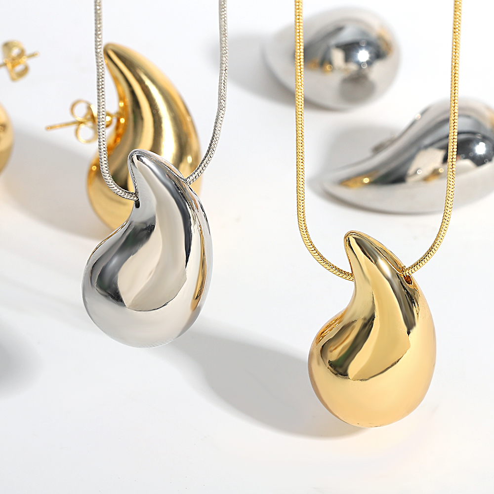 Collier pendentif goutte de larme épaisse brillante pour femme, bijoux de déclaration punk, acier inoxydable goutte à goutte, colliers de joprésidence, cadeau de collier AI0001 – Image 3