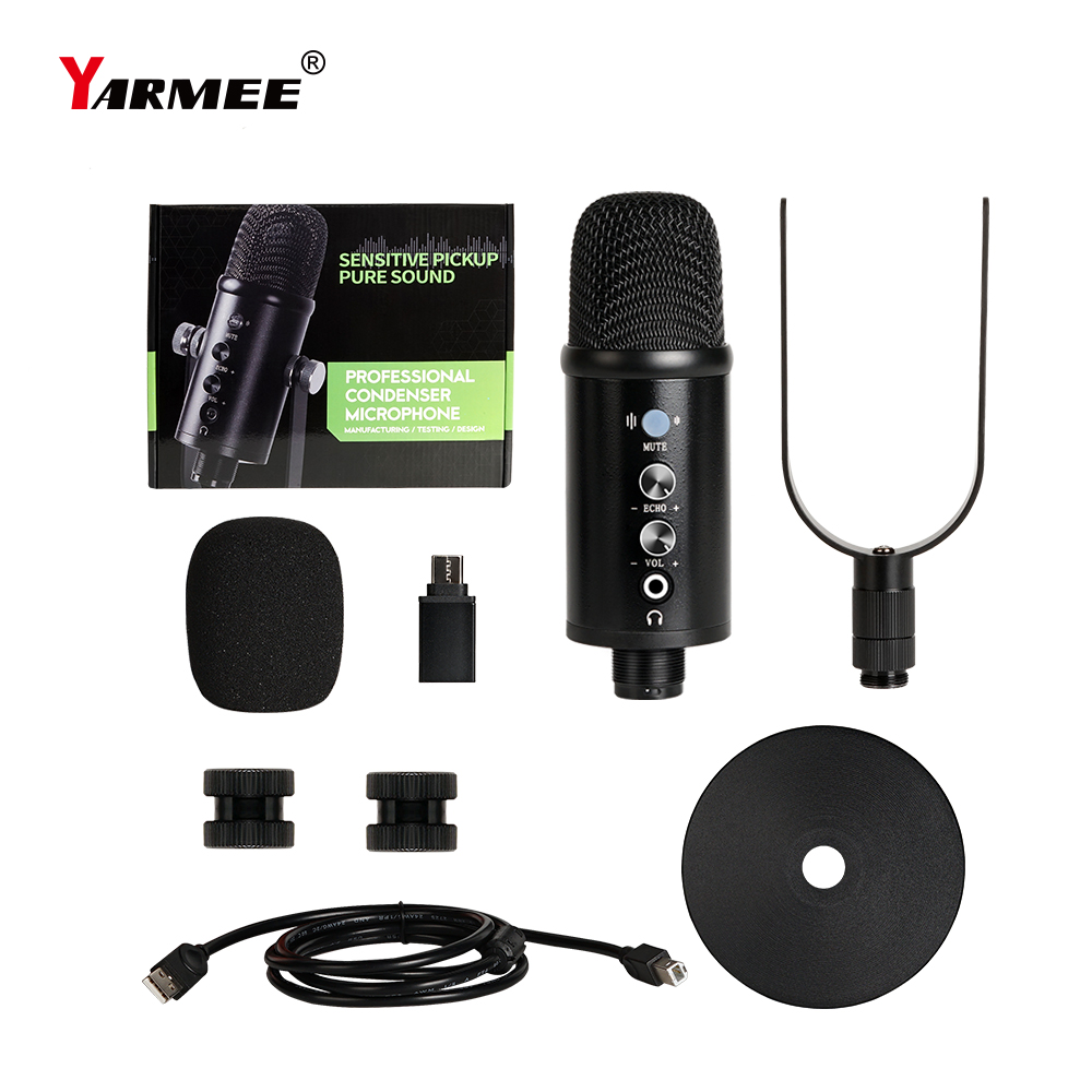 YARMEE-Microphone à condensateur professionnel pour PC, ordinateur portable, micro de jeu statique, haut-parleur pour iPhone, chant, streaming prometteur AI0001 – Image 2