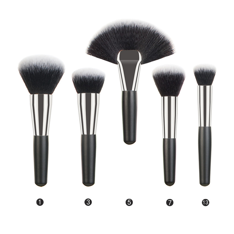 Ensemble de pinceaux de maquillage professionnels noirs de luxe, grands pinceaux de maquillage en poudre pour fond de teint, mélange naturel, 5-40 pièces AI0001 – Image 5