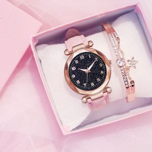 Montre-bracelet à quartz de luxe pour femme, montre-bracelet pour femme, horloge à cadran étoile ciel, meilleure vente, mode AI0001