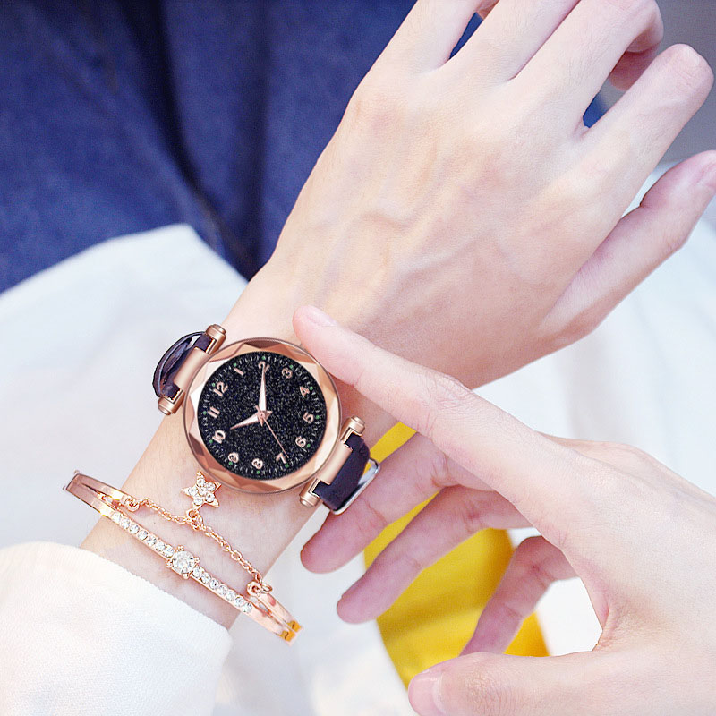 Montre-bracelet à quartz de luxe pour femme, montre-bracelet pour femme, horloge à cadran étoile ciel, meilleure vente, mode AI0001 – Image 2