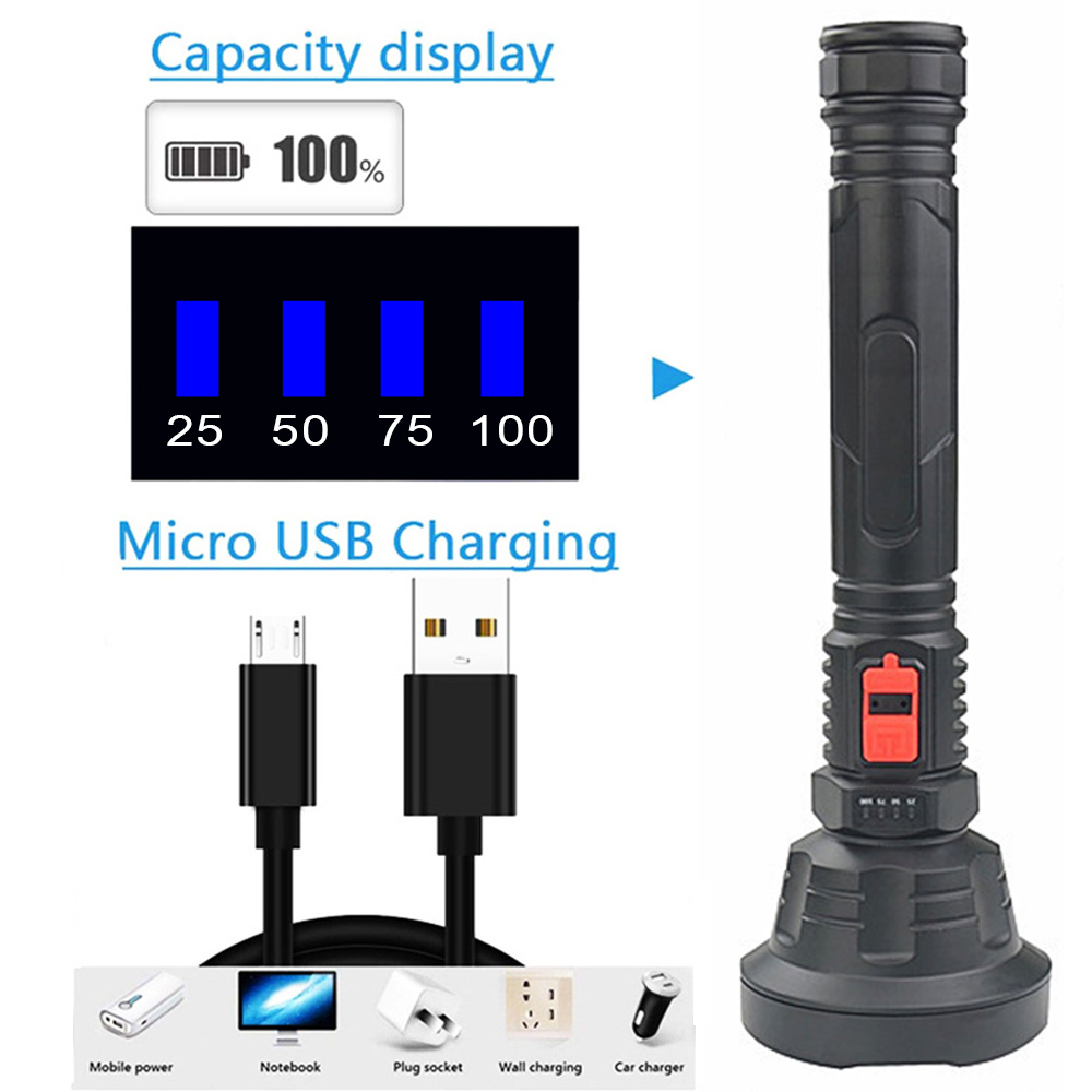 XGardens-Lampe de poche super injuste 50 LED, DulTorch, Batterie 18650 intégrée, Rechargeable par USB, Lampe étanche, Lanterne ultra lumineuse AI0001 – Image 3