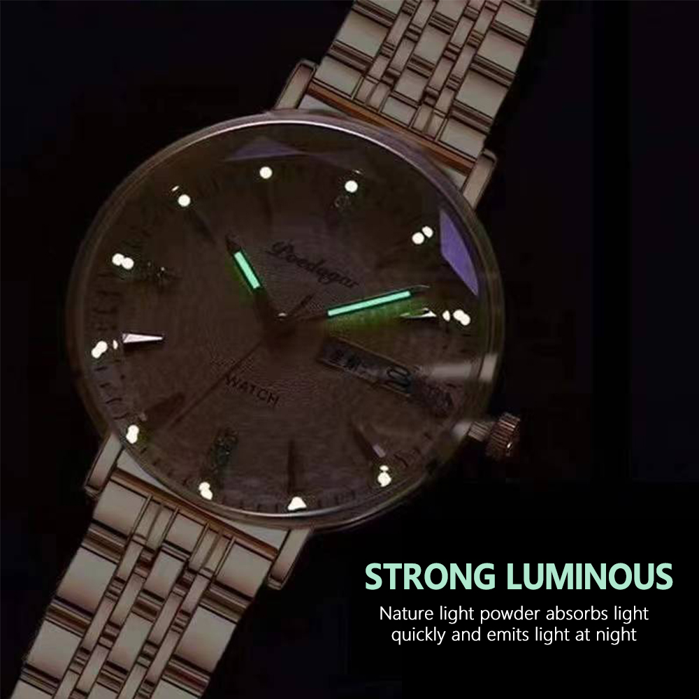 POEDAGAR – montre-Bracelet en acier inoxydable pour femmes, nouvelle mode de luxe, Simple, or Rose, étanche, lumineuse AI0001 – Image 3