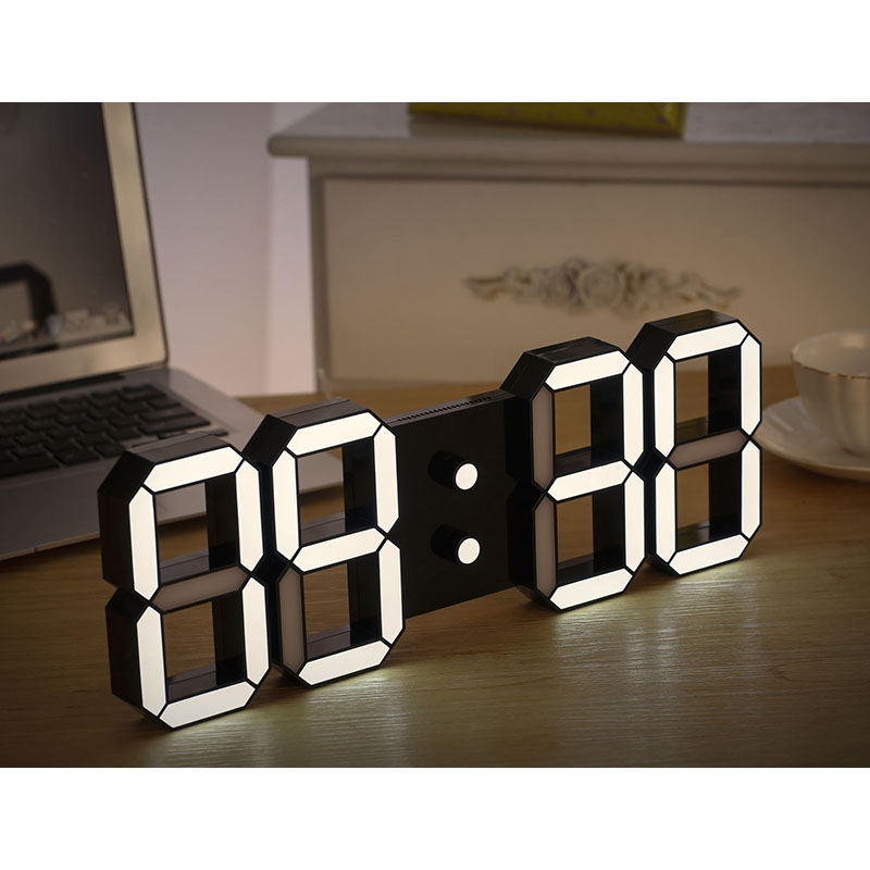 Horloge murale numérique à LED, alarme, date, température, rétroéclairage automatique, décoration de la maison, bureau de table, horloges suspendues sur pied, Wi-Fi AI0001 – Image 3