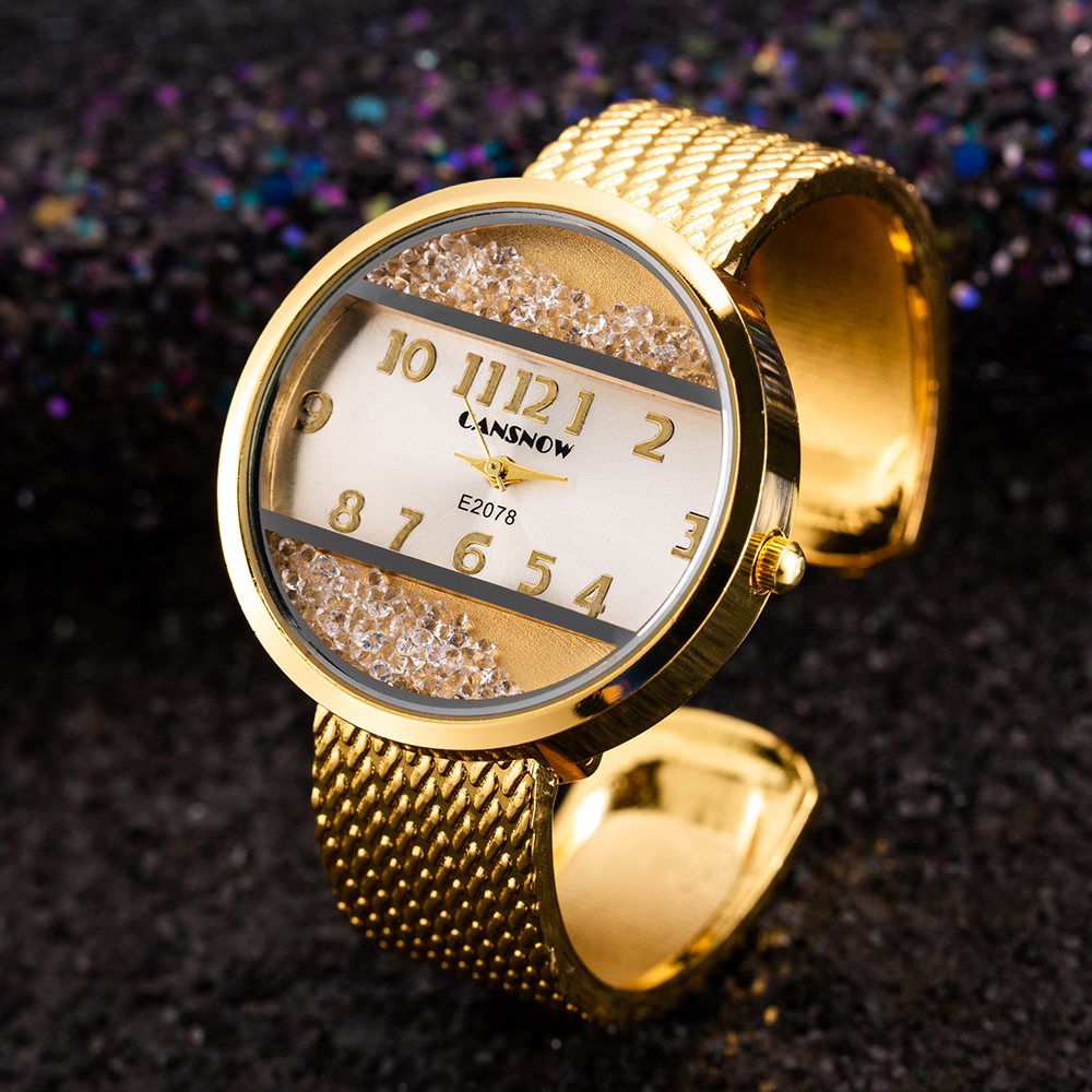 Montre-Bracelet en acier inoxydable pour femmes, dorée, décontractée, avec strass en cristal, horloge Bayan Kol Saati AI0001 – Image 7