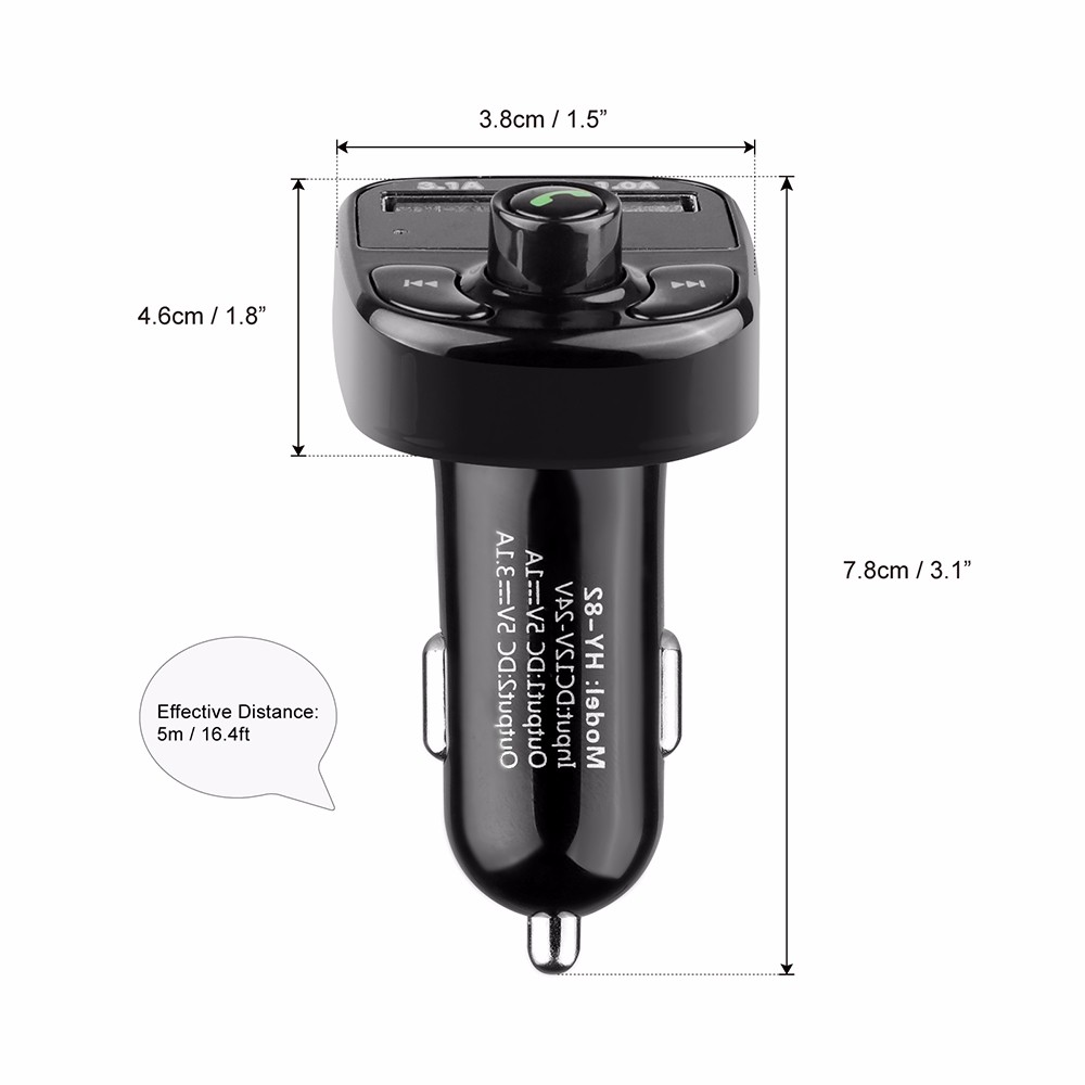 VAORLO – Kit de voiture Bluetooth, transmetteur Fm, lecteur MP3, appel mains libres, Charge rapide 3.0, Support double USB, lecture de musique TF pour voiture AI0001 – Image 6