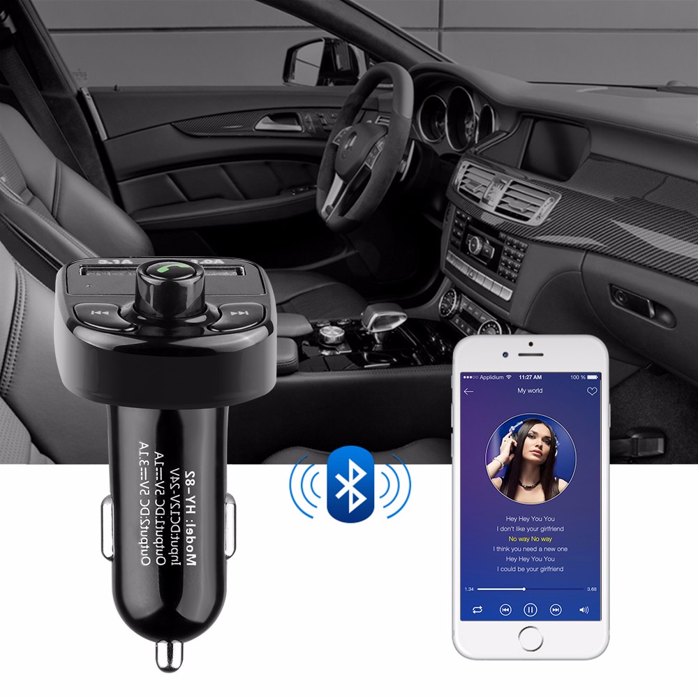 VAORLO – Kit de voiture Bluetooth, transmetteur Fm, lecteur MP3, appel mains libres, Charge rapide 3.0, Support double USB, lecture de musique TF pour voiture AI0001 – Image 2