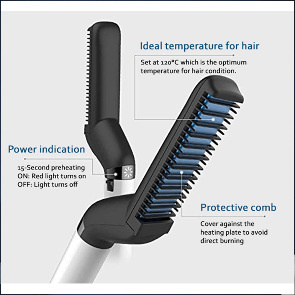 US WARECertificates-Lisseur de barbe rapide pour hommes, peigne styler multifonctionnel, bigoudi à friser, coiffeur électrique, outil de casquette de spectacle AI0001 – Image 3