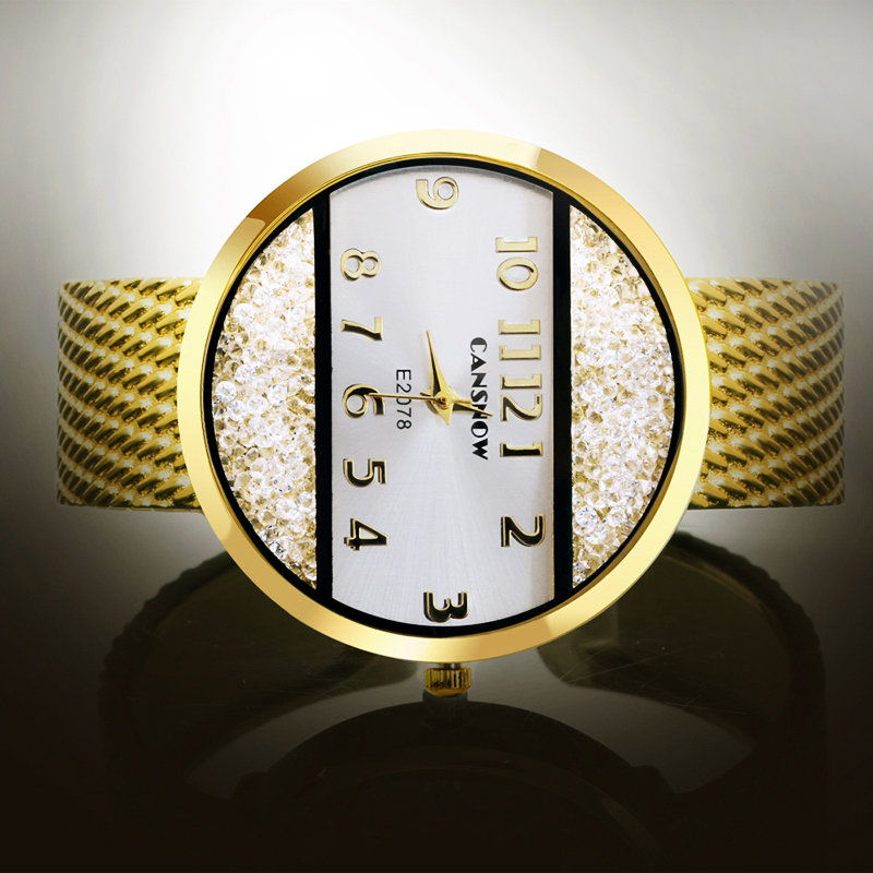 Montre-Bracelet en acier inoxydable pour femmes, dorée, décontractée, avec strass en cristal, horloge Bayan Kol Saati AI0001 – Image 6