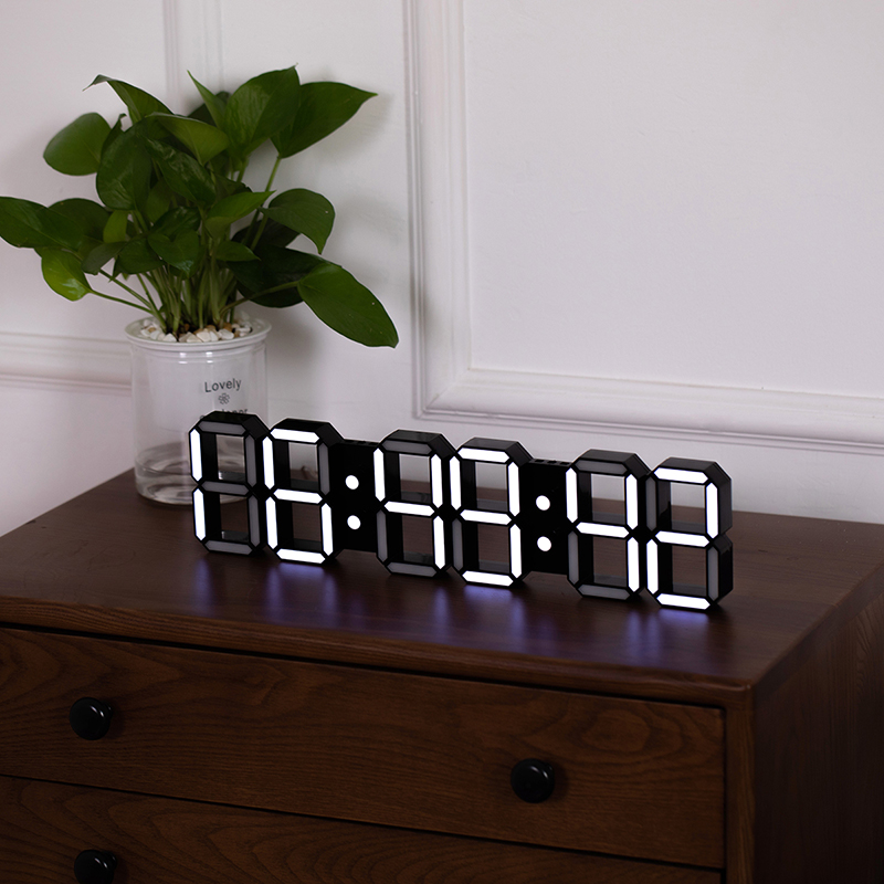 Horloge murale numérique à LED, alarme, date, température, rétroéclairage automatique, décoration de la maison, bureau de table, horloges suspendues sur pied, Wi-Fi AI0001 – Image 5